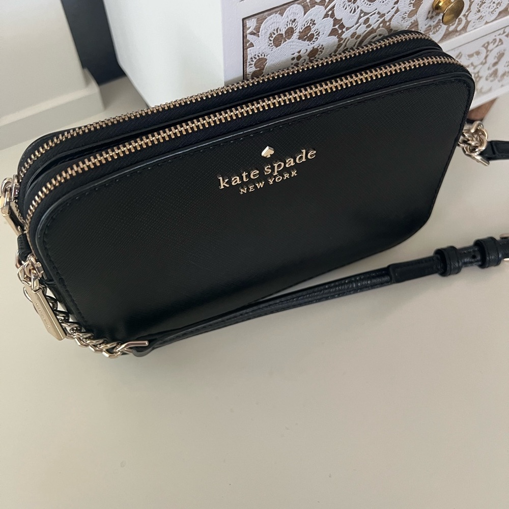 Kate Spade Black Crossbody with Gold Accents - Picture 2 of 6